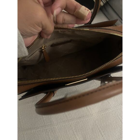 Michael Kors Mercer Medium Signature Logo and Leather Belted Satchel Bag - Picture 7 of 8